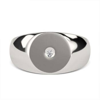Round Diamond Gents Oval Signet Ring