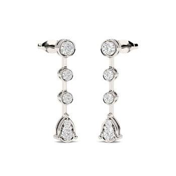 Elegant Round Diamond Drop Earrings