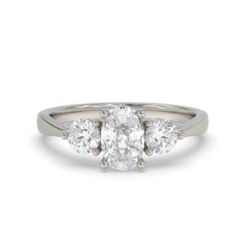 Classic Cushion And Round Diamond Trilogy Ring