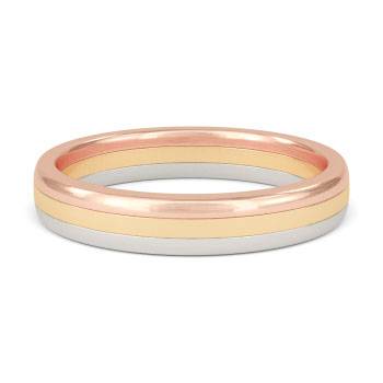 3mm Tri Tone Court Shape Wedding Ring