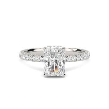 Radiant Diamond High Set Hidden Halo Shoulder Set Ring