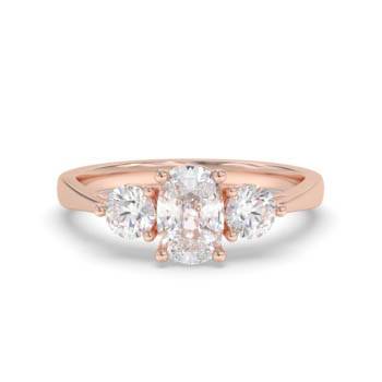 Classic Cushion And Round Diamond Trilogy Ring
