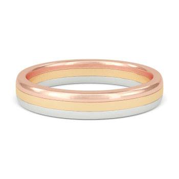 3mm Tri Tone Court Shape Wedding Ring
