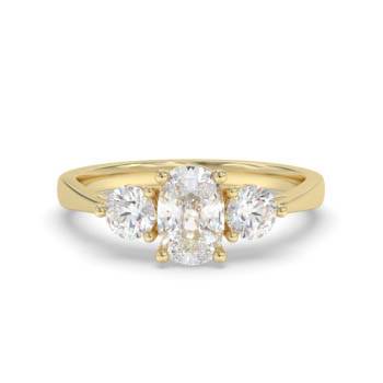 Classic Cushion And Round Diamond Trilogy Ring