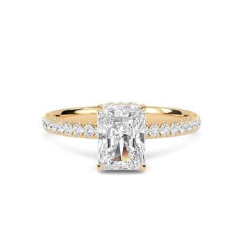 Radiant Diamond High Set Hidden Halo Shoulder Set Ring