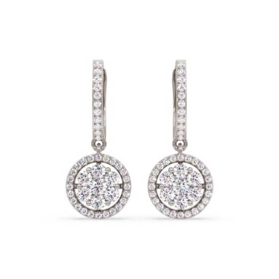 1.10ct Modern Round Diamond Drop Cluster Earrings