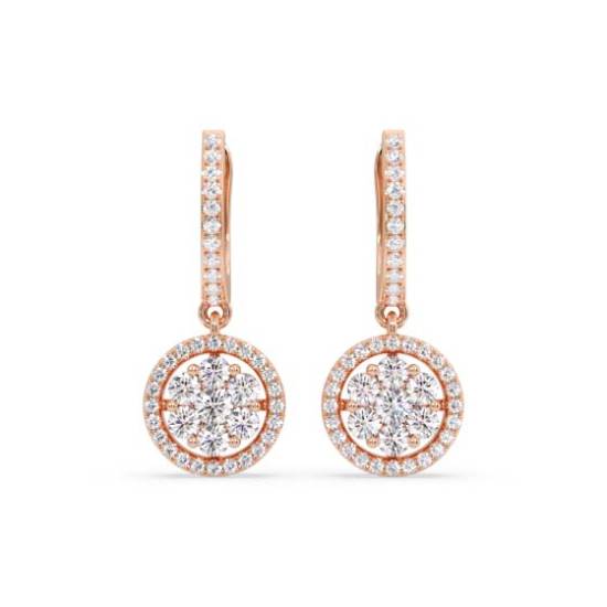 1.10ct Modern Round Diamond Drop Cluster Earrings