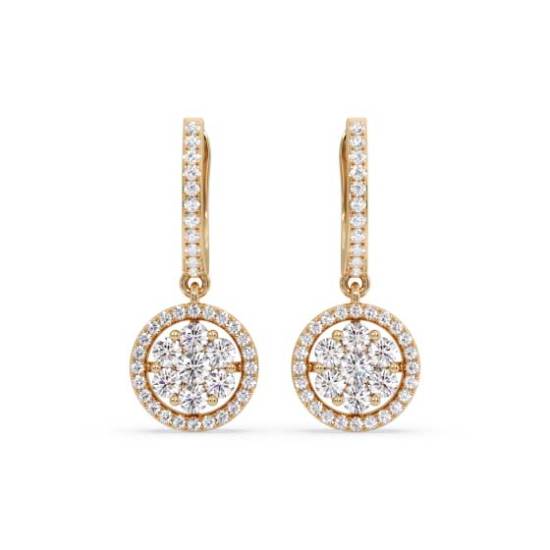 1.10ct Modern Round Diamond Drop Cluster Earrings